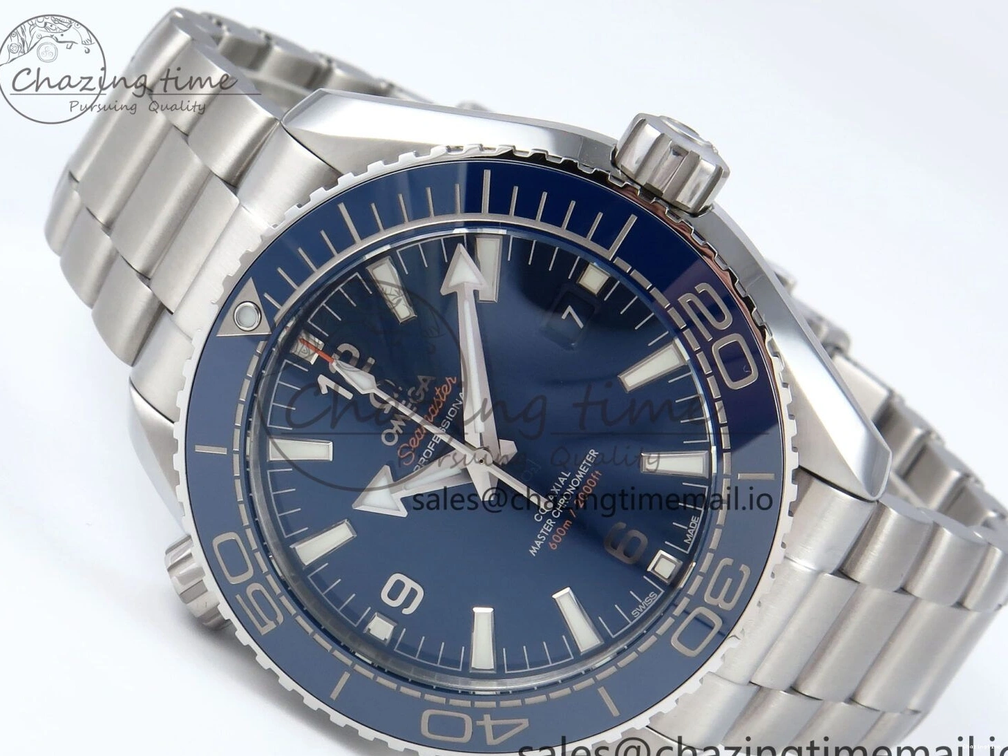 0224 Neat Seamaster Planet Ocean 600M 43.5mm SS SCF 1:1 Best Edition Blue Dial on SS Bracelet A8900 Super Clone 7684